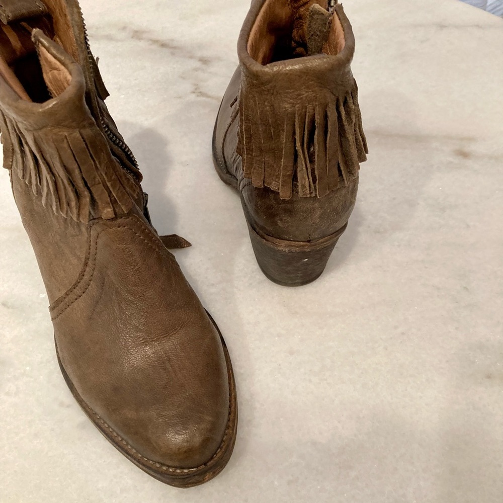All Saints Cuban Fringed Leather Ankle Booties - Picture 5 of 16